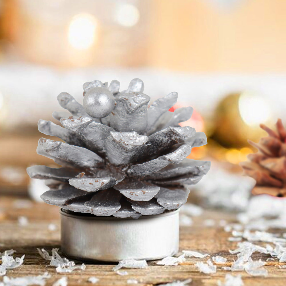 Piñas Decorativas Navideñas Plateadas