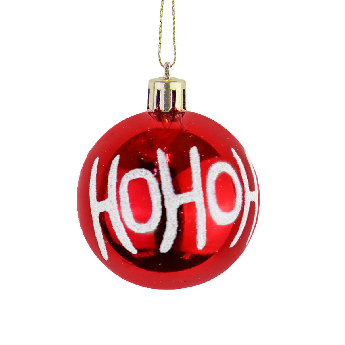 Esferas Navideñas con Diseño "HoHoHo", Color Rojo, 4 pzas
