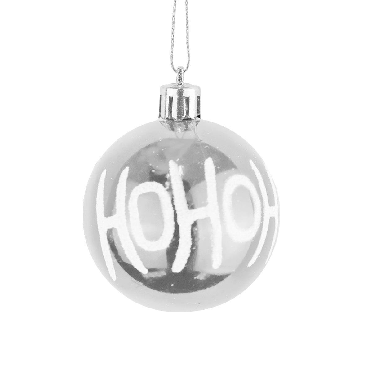 Esferas Navideñas con Diseño "HoHoHo", Color Gris, 4 pzas