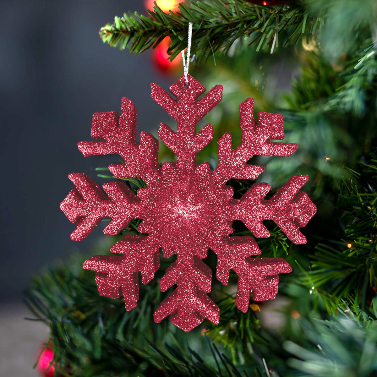 Copo de Nieve, Volumen, Glitter, Color Rojo