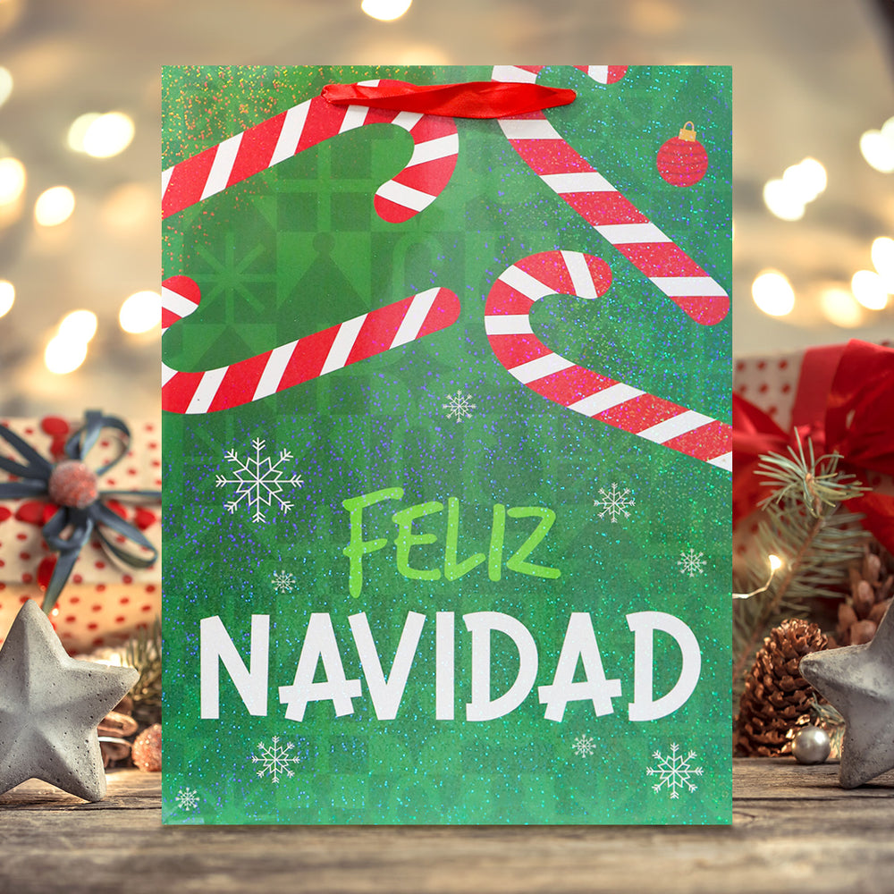 Bolsa de Regalo Navideña, Diseño Bastones de Dulce