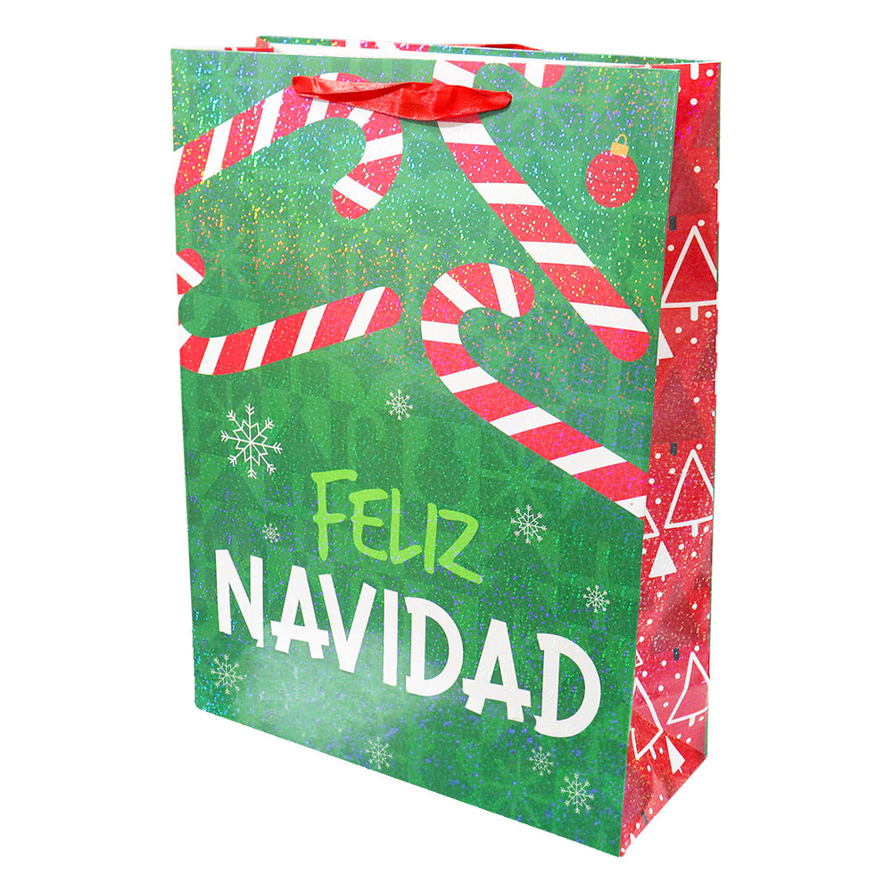 Bolsa de Regalo Navideña, Diseño Bastones de Dulce