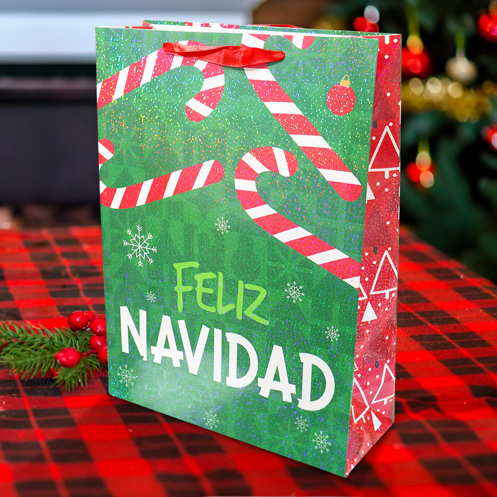 Bolsa de Regalo Navideña, Diseño Bastones de Dulce