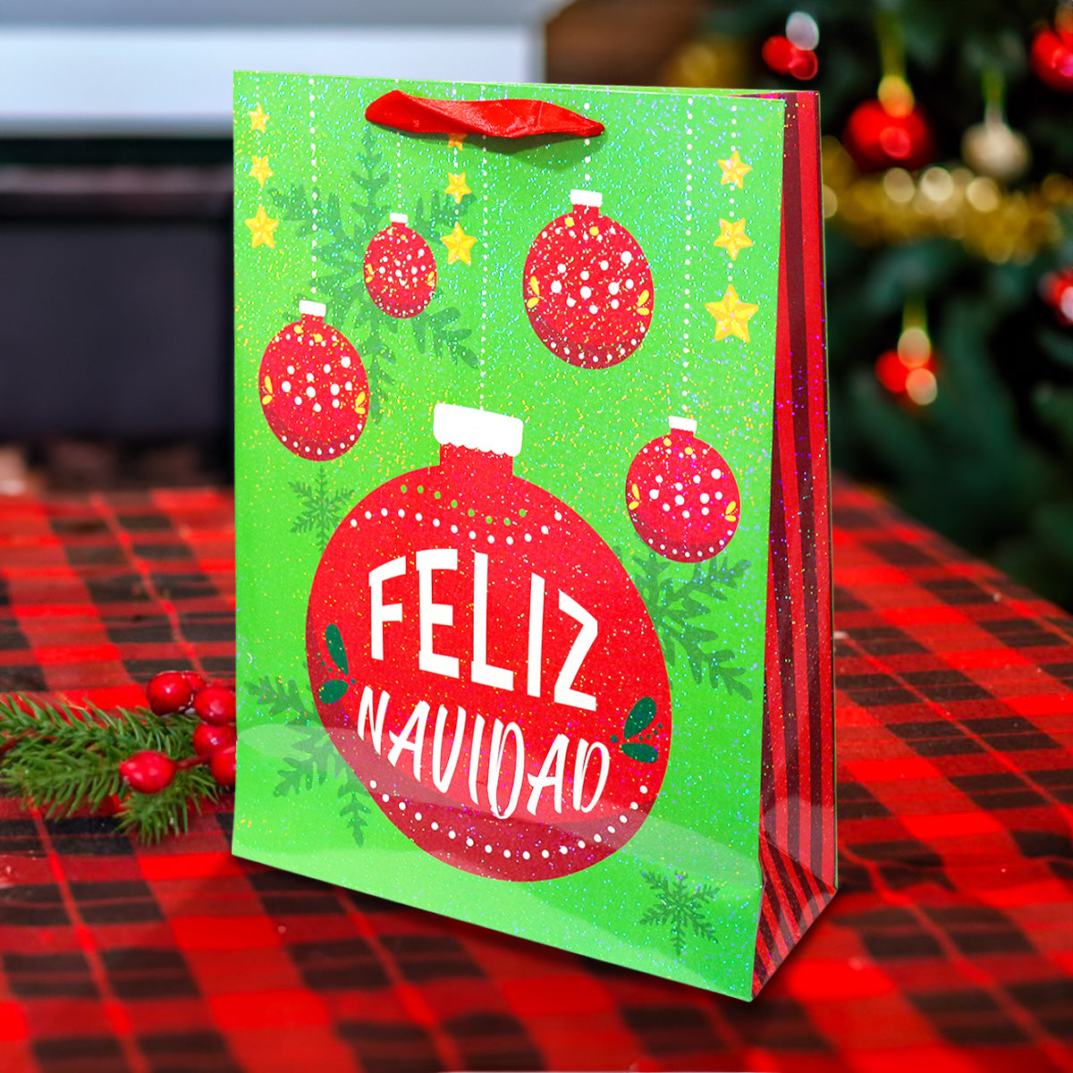 Bolsa de Regalo Navideña, Diseño Esferas