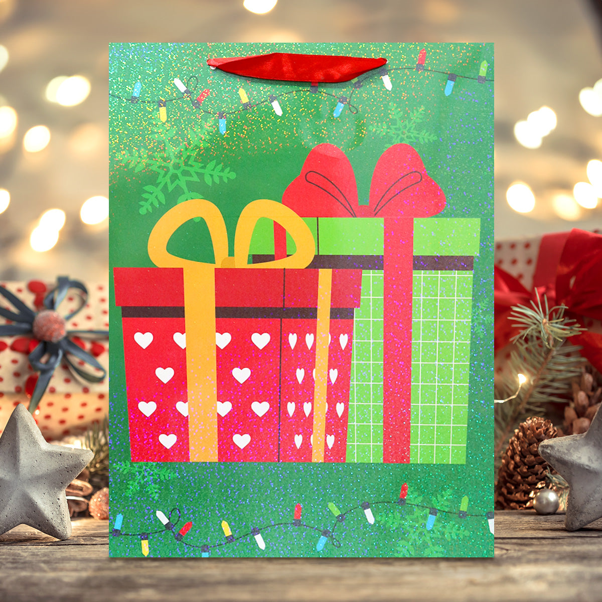 Bolsa de Regalo Navideña, Diseño Regalos, Color Verde