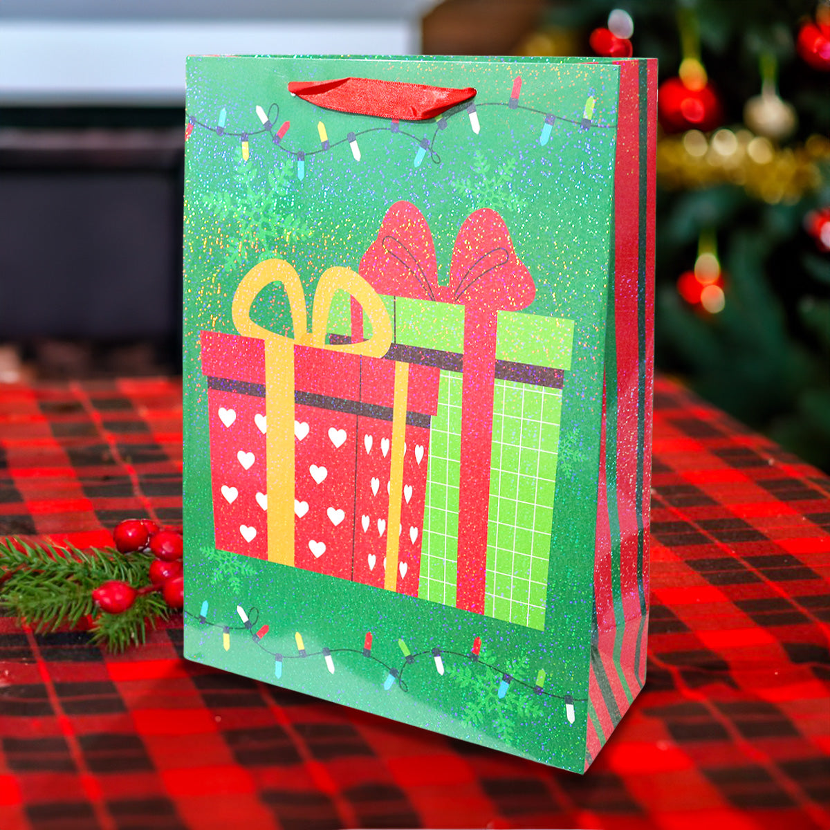 Bolsa de Regalo Navideña, Diseño Regalos, Color Verde