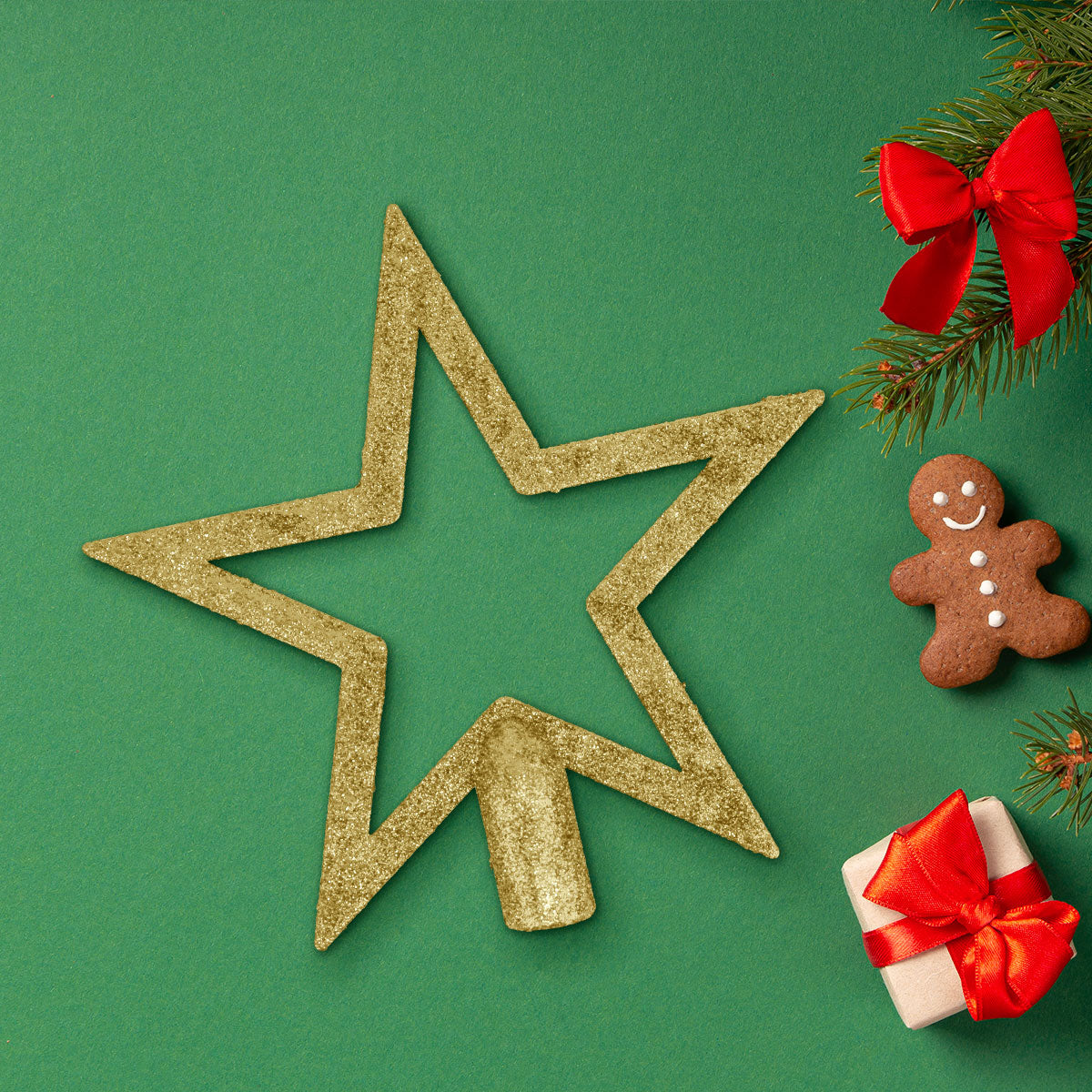 Estrella de Árbol sin Relleno, Glitter, Color Dorado