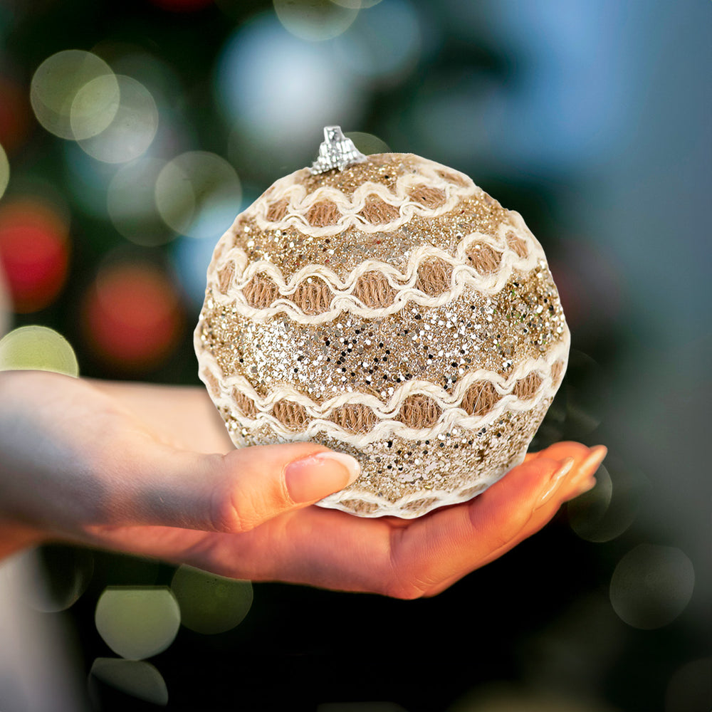 Esfera Navideña Rústica con Glitter