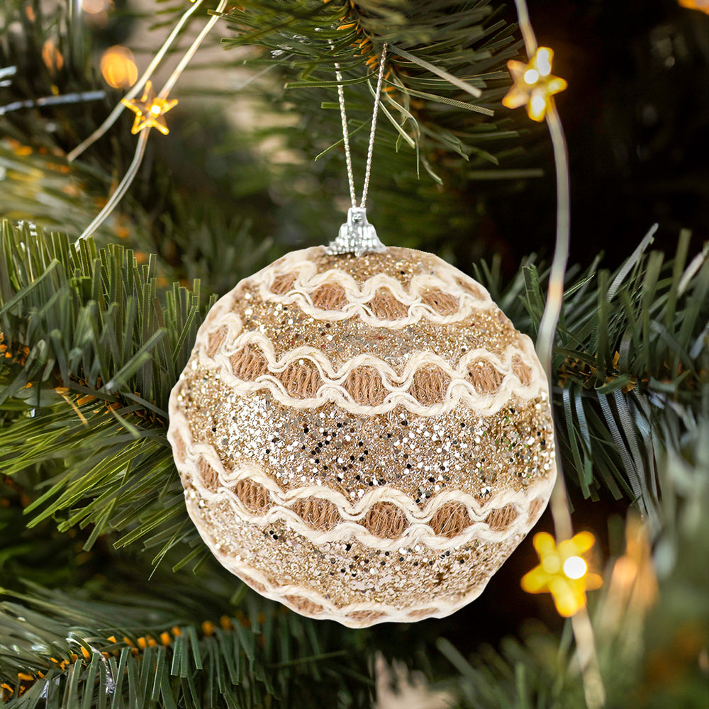 Esfera Navideña Rústica con Glitter