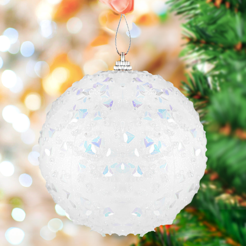 Esfera Navideña con Destellos, Color Blanco