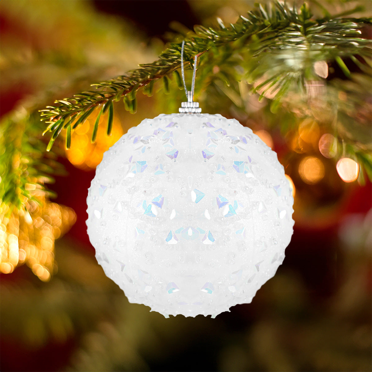 Esfera Navideña con Destellos, Color Blanco
