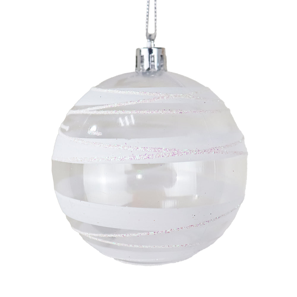 Esferas Navideñas Transparentes con Glitter, 2 pzas