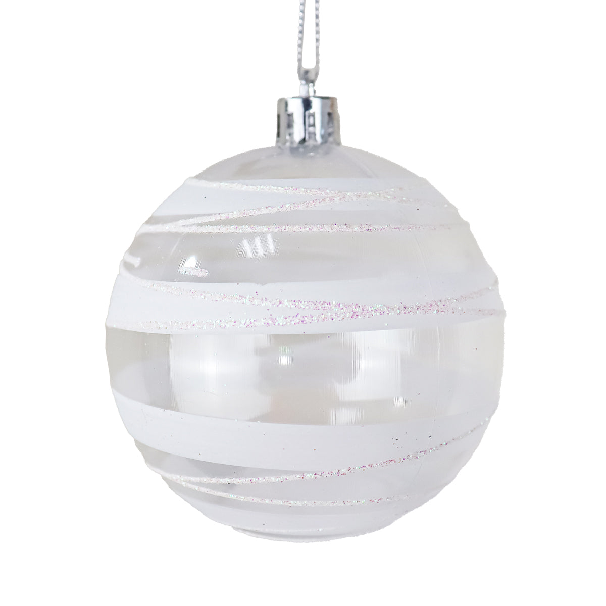 Esferas Navideñas Transparentes con Glitter, 2 pzas