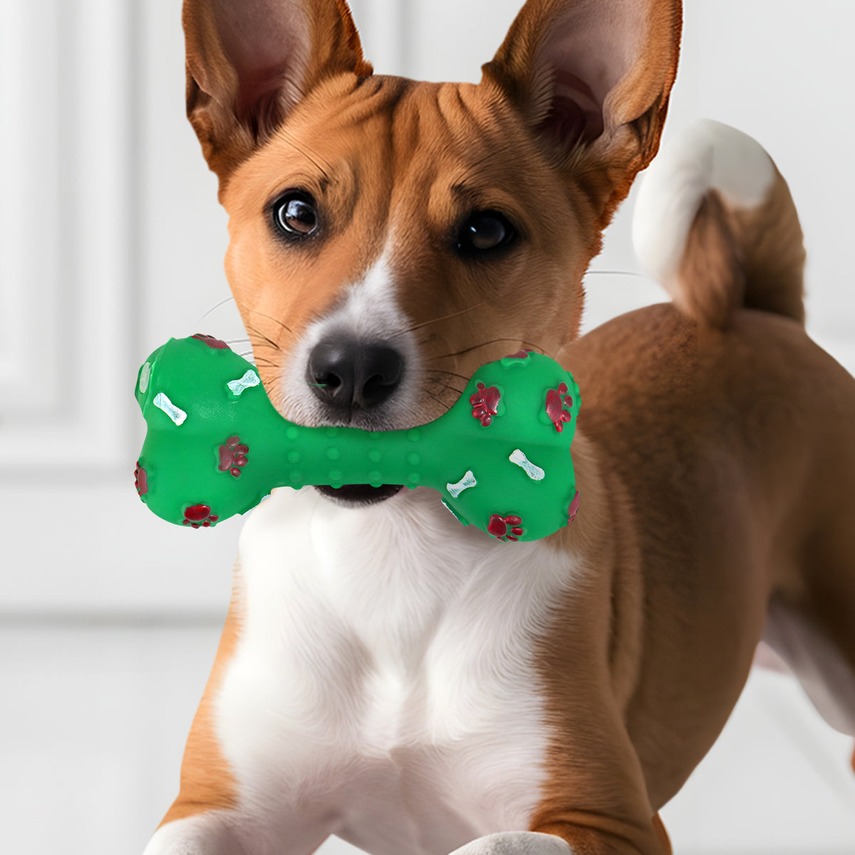 Juguete Hueso Chillón para Perro, Color Verde