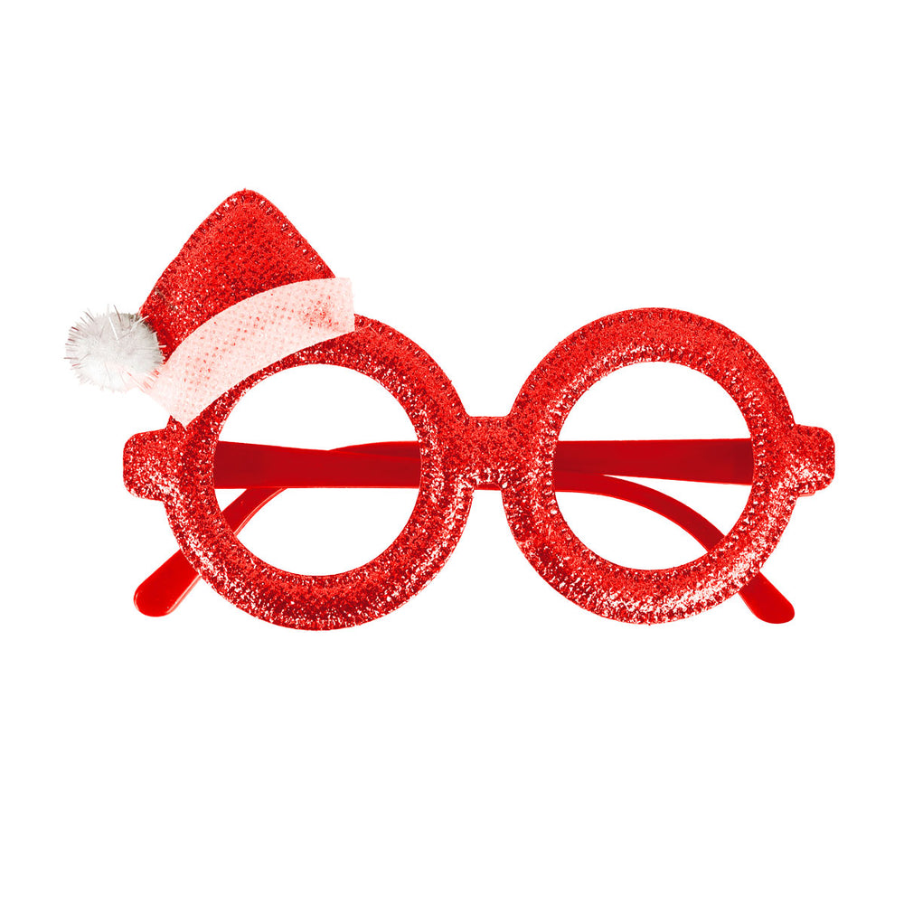 Lentes Navideños con Sobrerito Navideño Glitter, Color Rojo