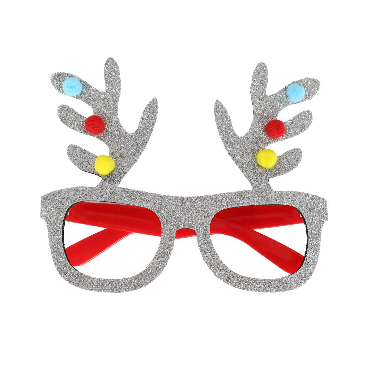 Lentes Navideños con Astas de Reno y Glitter, Color Plata