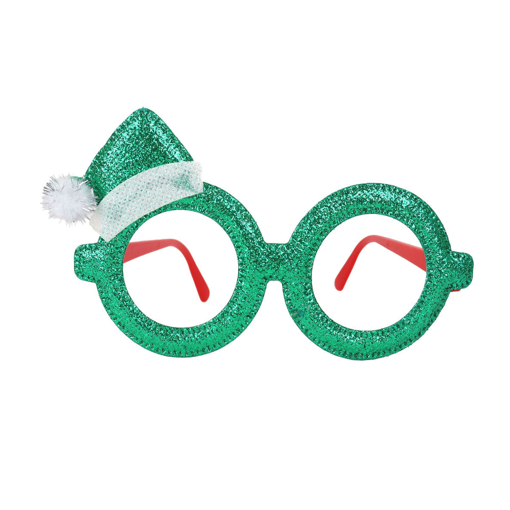 Lentes Navideños con Sobrerito Navideño Glitter, Color Verde