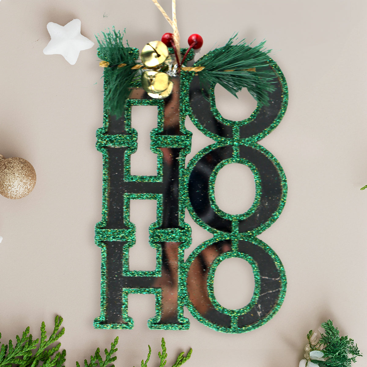 Ornamento Colgante "Ho Ho Ho" Color Verde