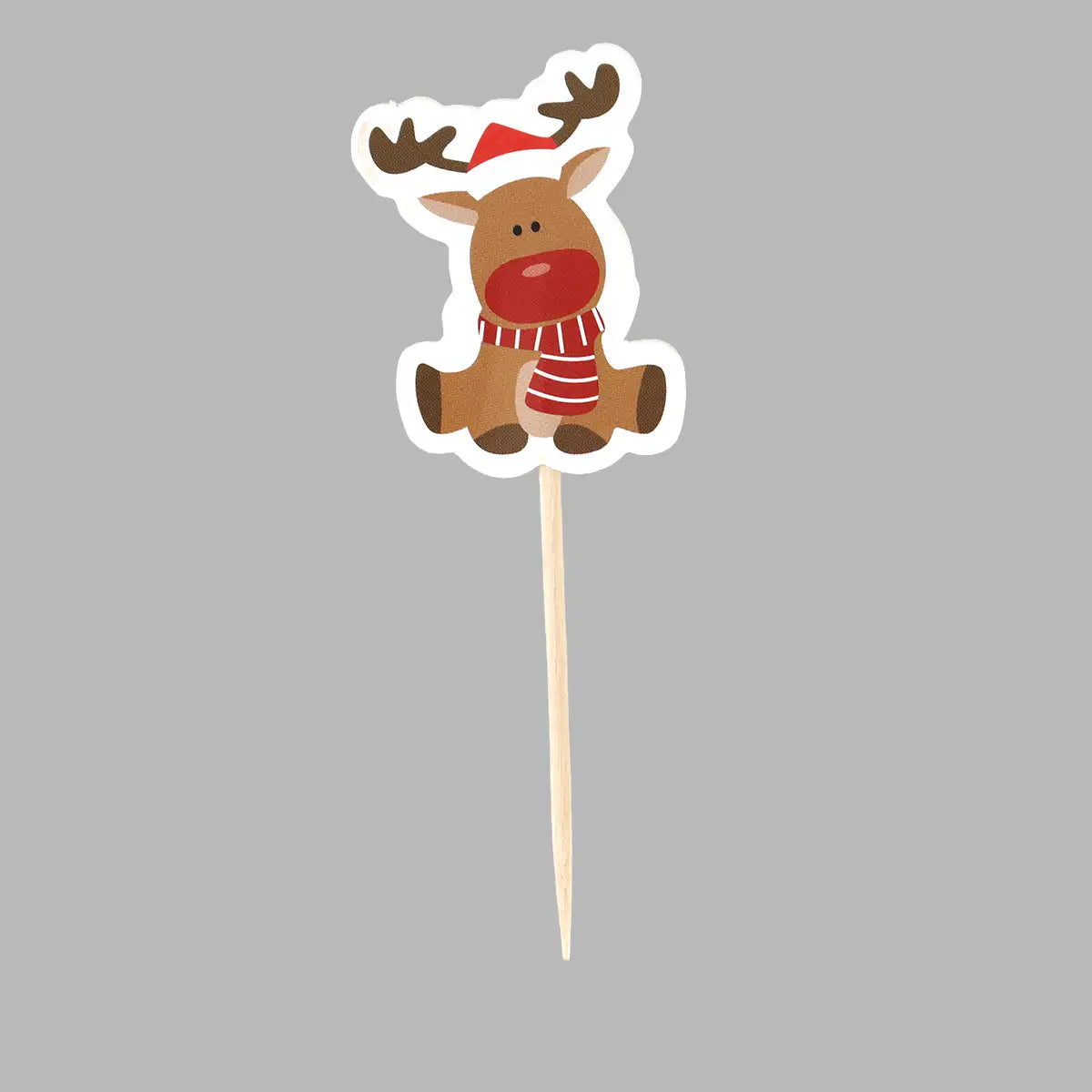 Set Navideño de Capacillos y Palillos Decorativos para Cupcakes, Reno