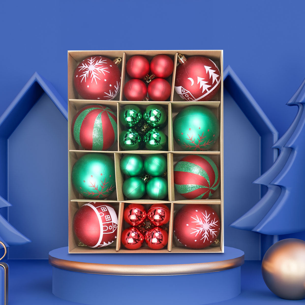 Set Esferas de Navidad, Color Rojo y Verde, 40 pzas