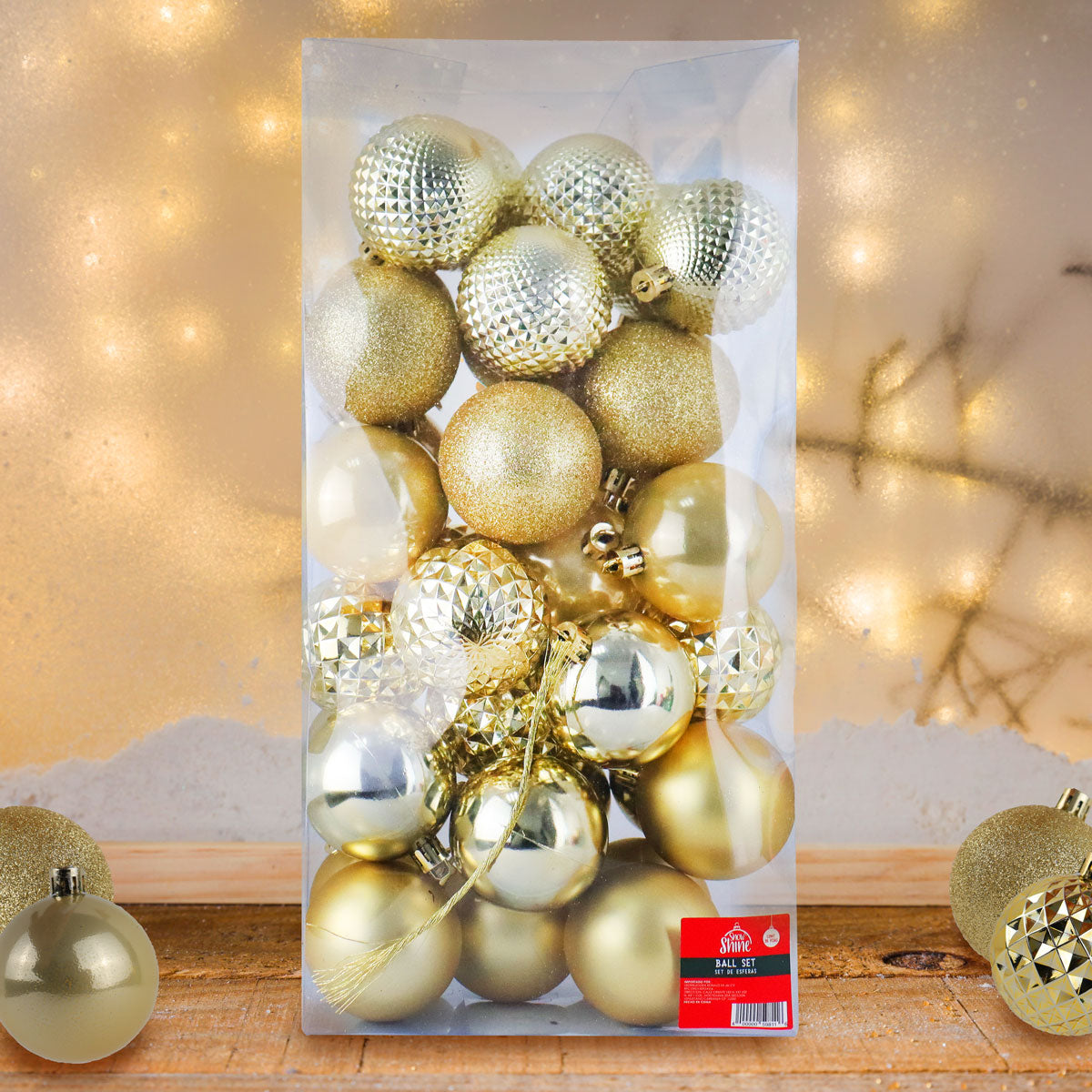 Set de Esferas Doradas, 36 piezas
