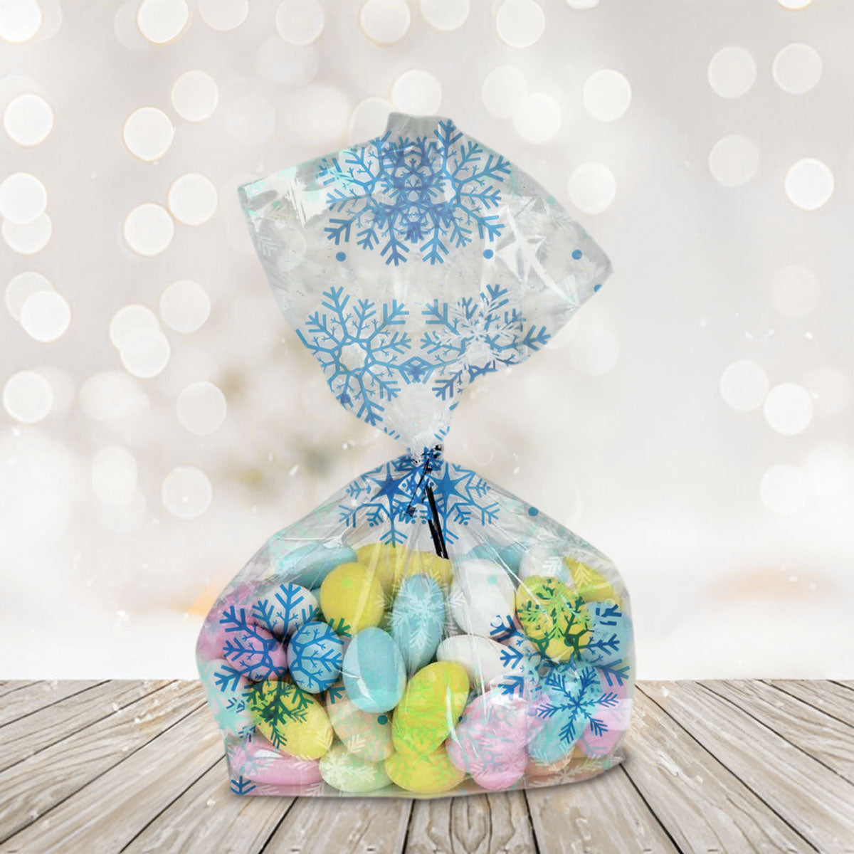 Bolsas de Celofán con Diseño de Copo de Nieve