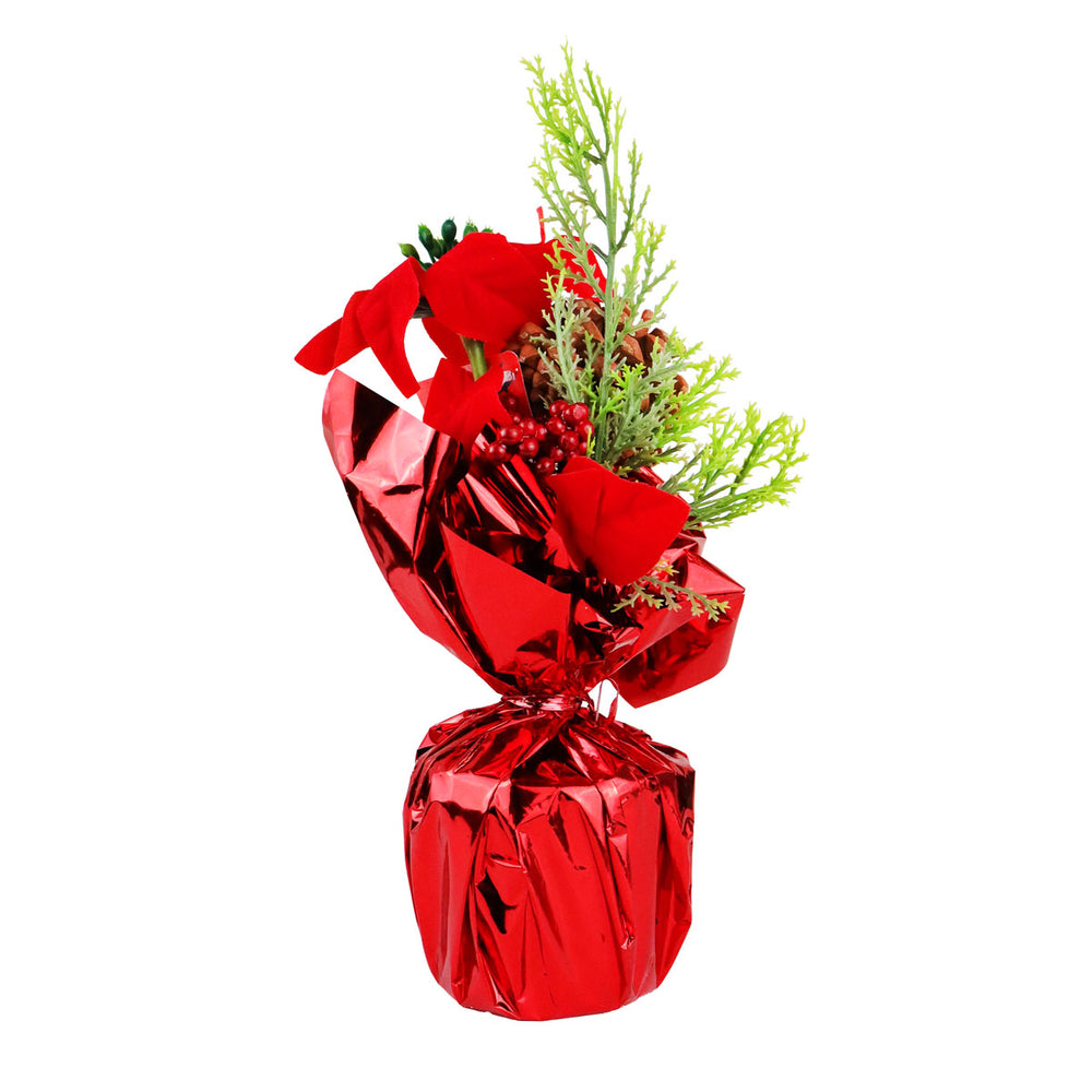 Maceta Brillante con Nochebuena Artificial, 25 cm