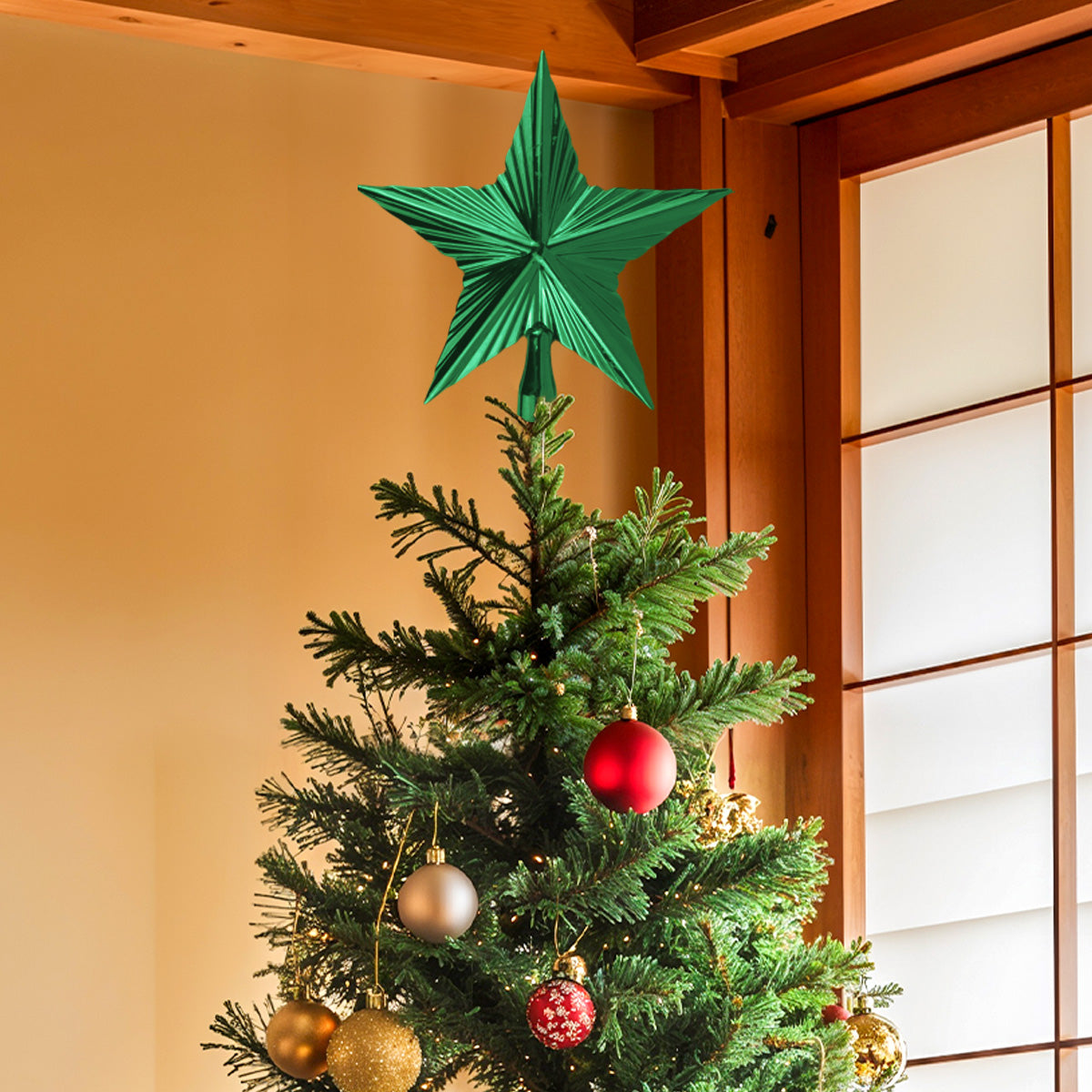 Estrella Decorativa color Verde para Punta de Árbol de Navidad