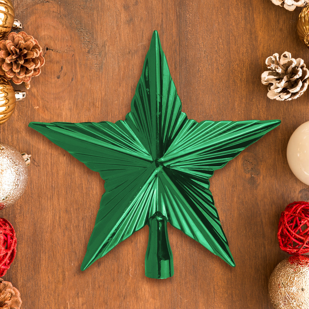 Estrella Decorativa color Verde para Punta de Árbol de Navidad