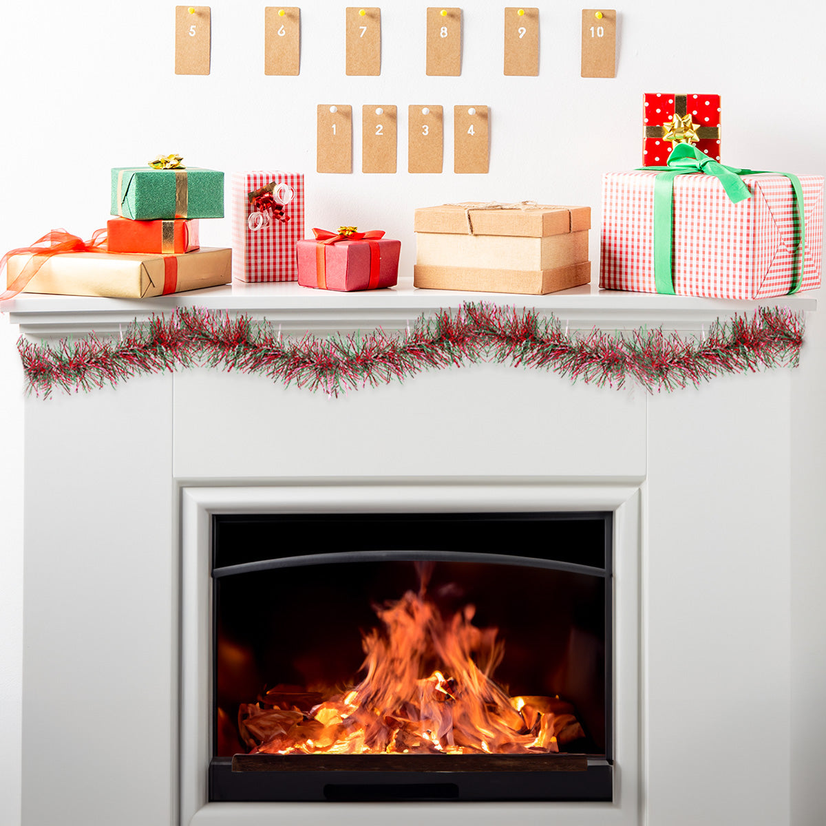 Guirnalda Navideña de Tinsel, Color Negro y Rojo