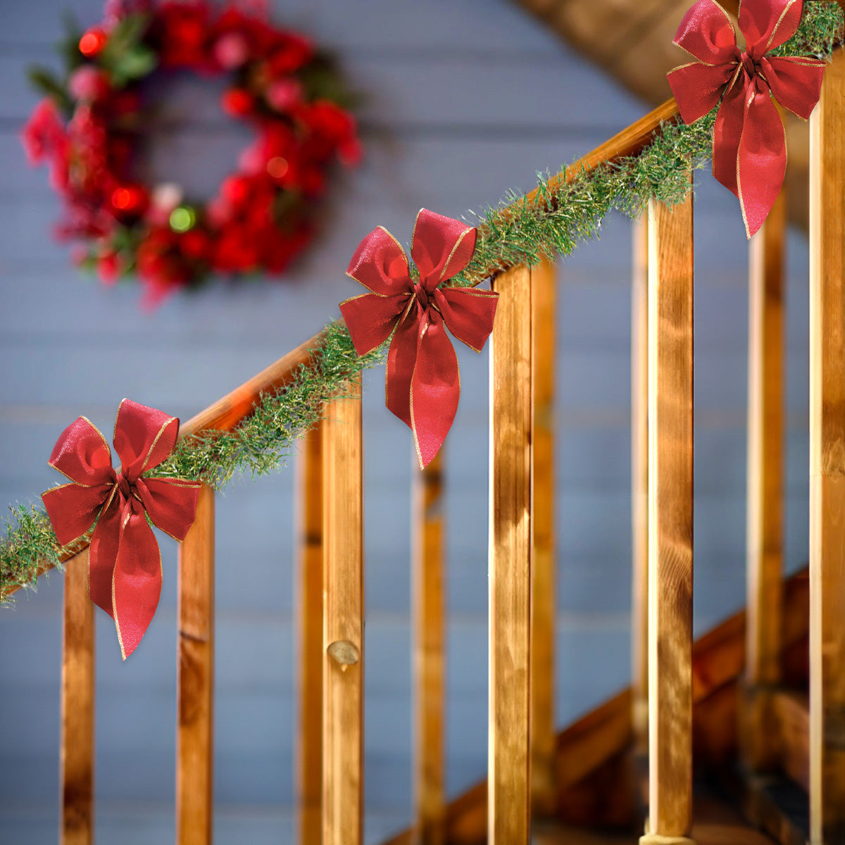 Guirnalda Navideña de Tinsel, Color Verde y Oro