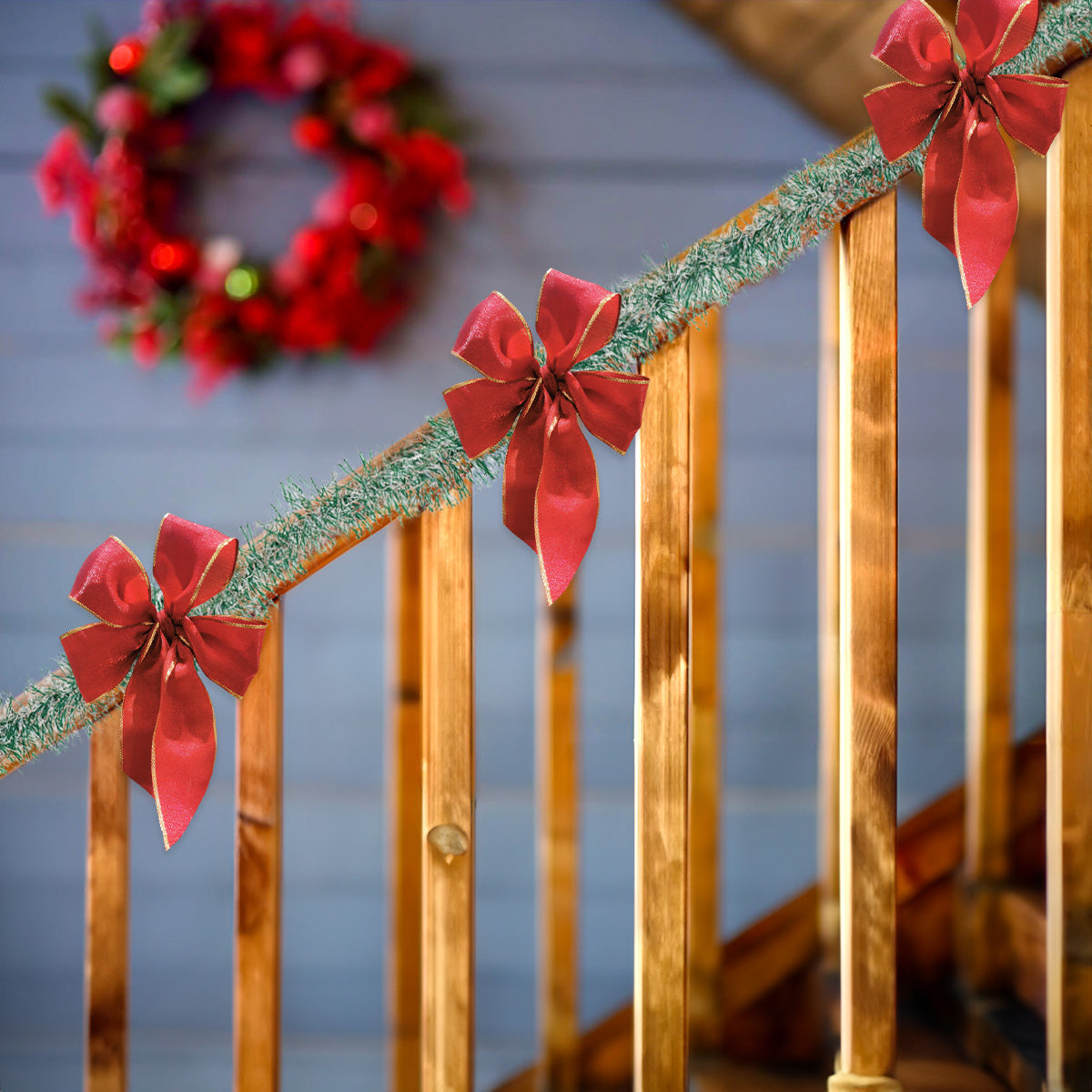 Guirnalda Navideña de Tinsel, Color Verde y Blanco