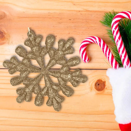 Ornamento Navideño en Forma de Copo de Nieve color Arena, 2pzas