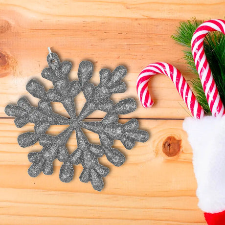 Ornamento Navideño en Forma de Copo de Nieve color Plata, 2pzas