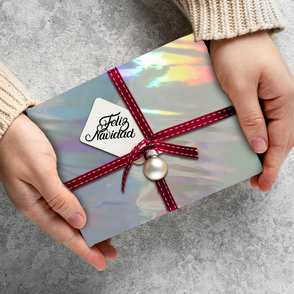 Papel de Regalo Navideño color Gris Iridiscente