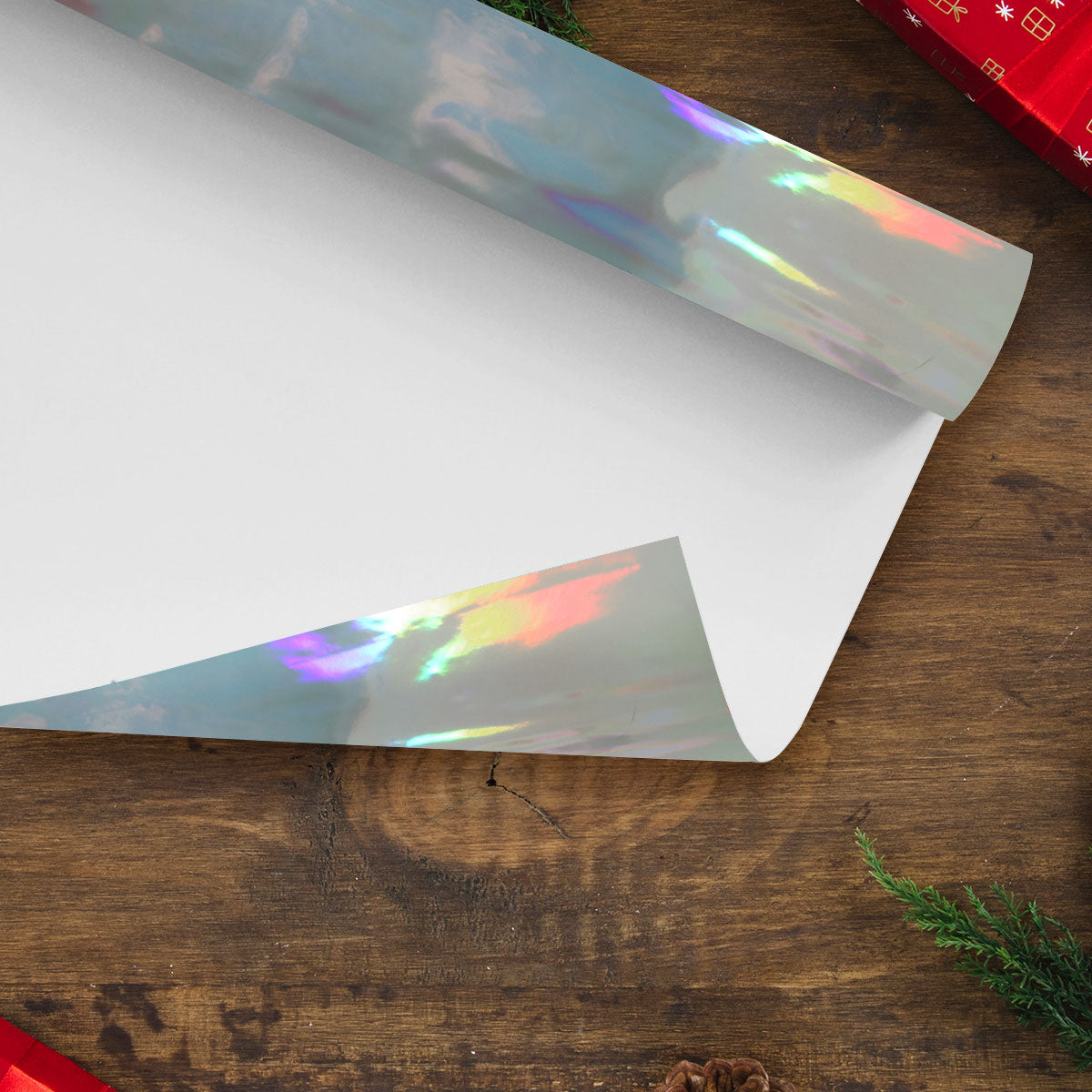 Papel de Regalo Navideño color Gris Iridiscente
