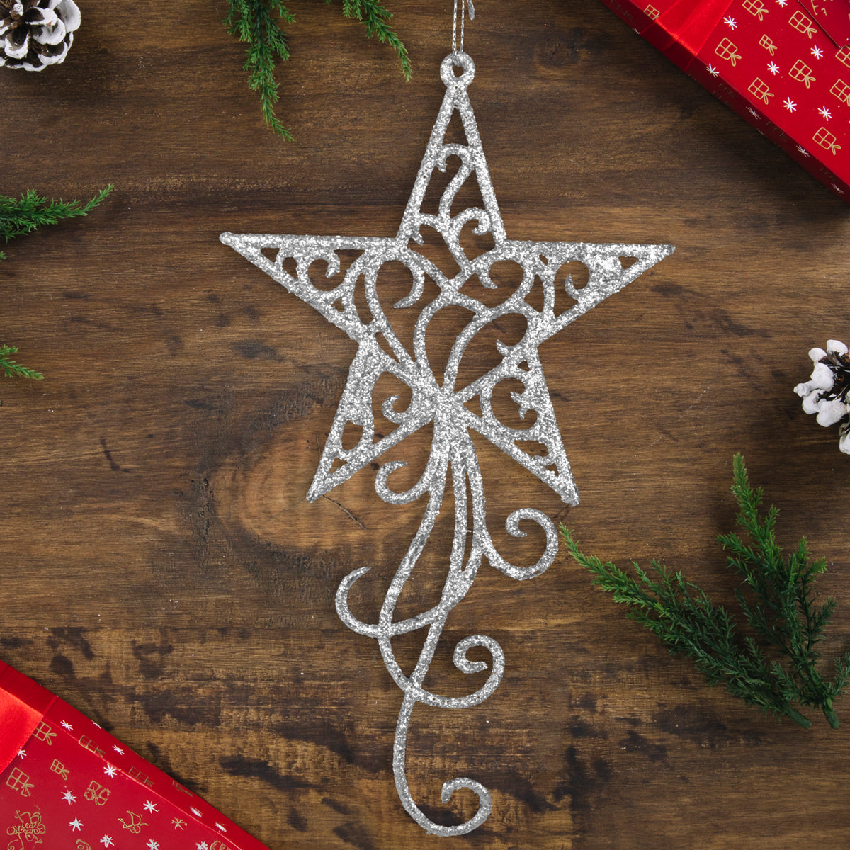 Ornamento en Forma de Estrella Fugaz color Plata