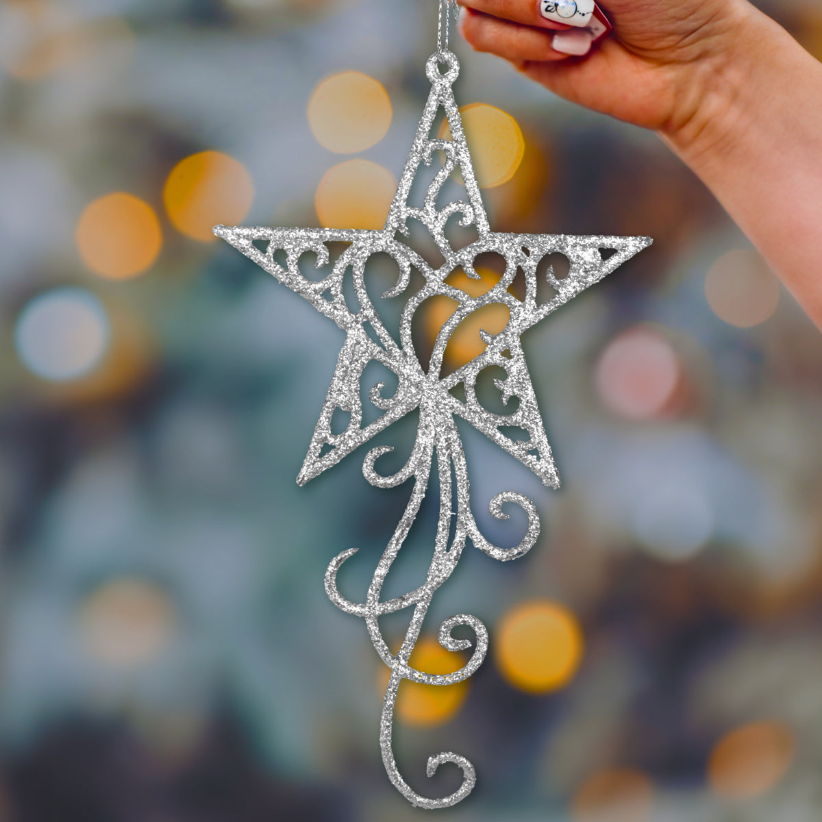 Ornamento en Forma de Estrella Fugaz color Plata