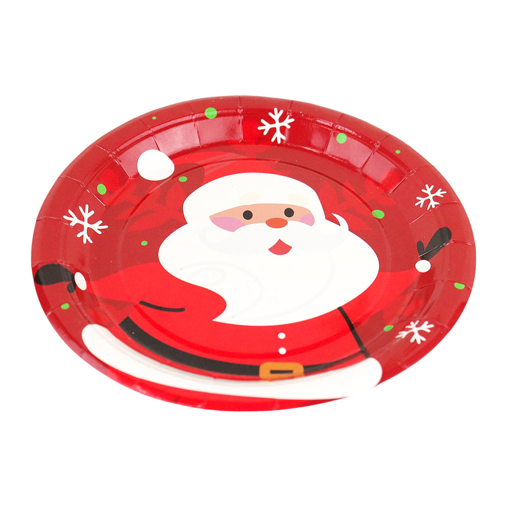 Set de 10 Platos de Cartón, Diseño Santa Claus