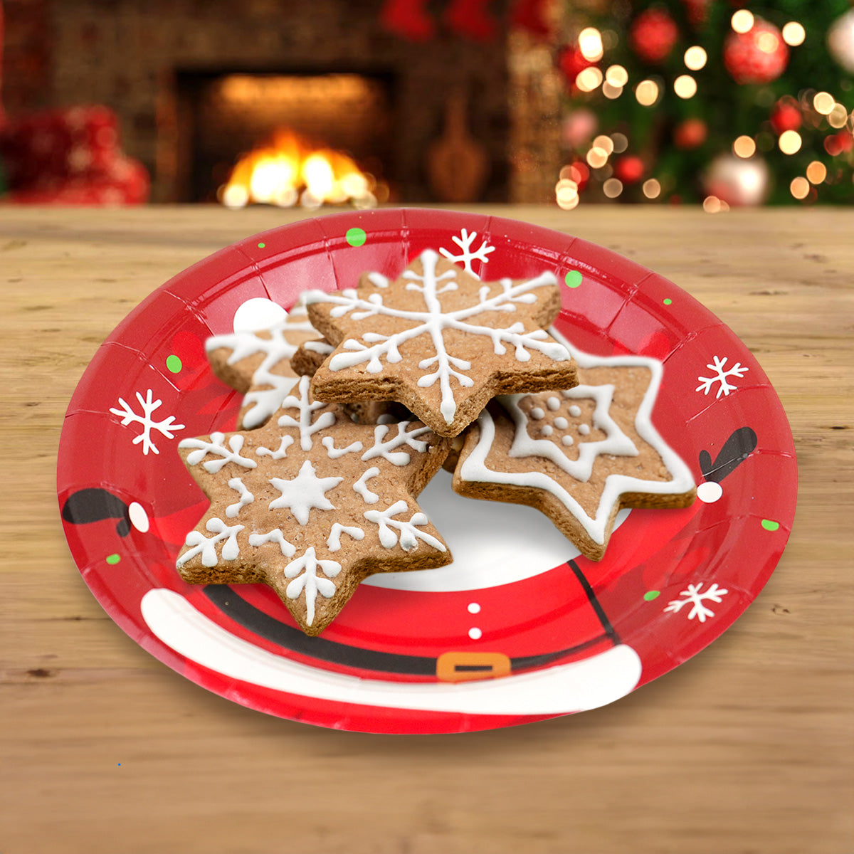 Set de 10 Platos de Cartón, Diseño Santa Claus