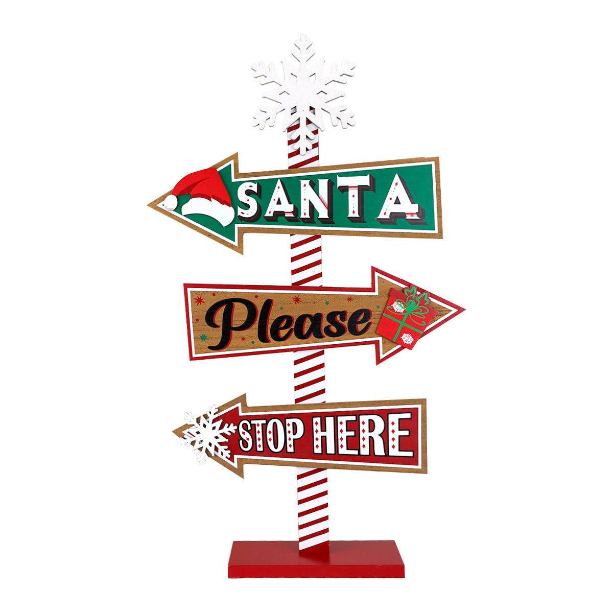 Letrero Navideño Decorativo "Santa Please Stop Here"