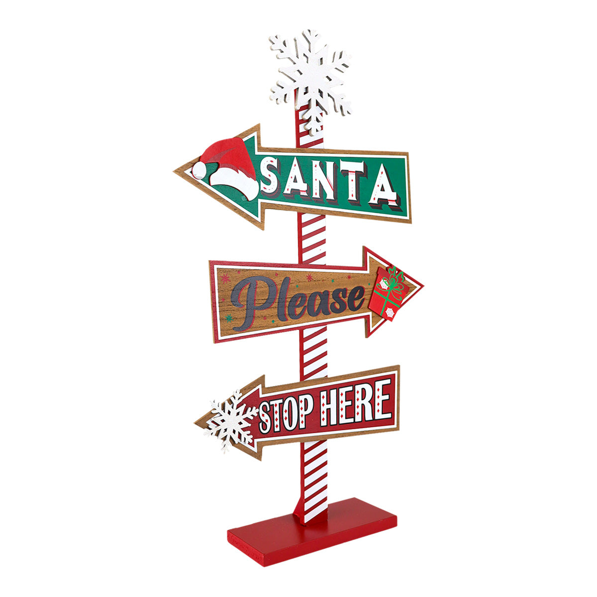 Letrero Navideño Decorativo "Santa Please Stop Here"