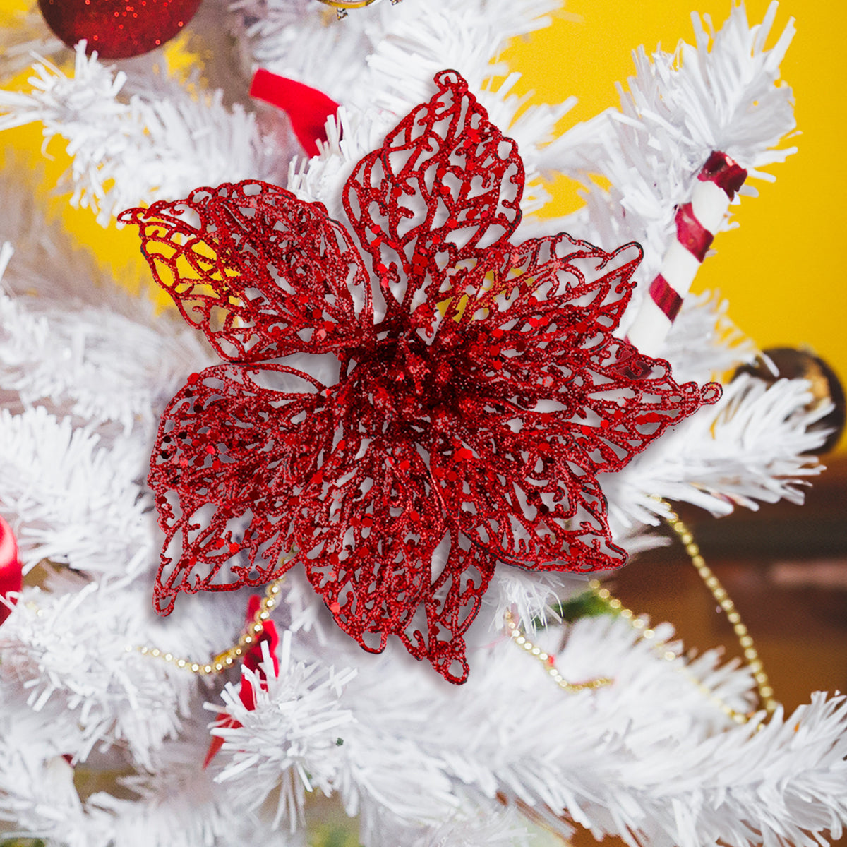 Flor Ornamento Navideño, Color Rojo