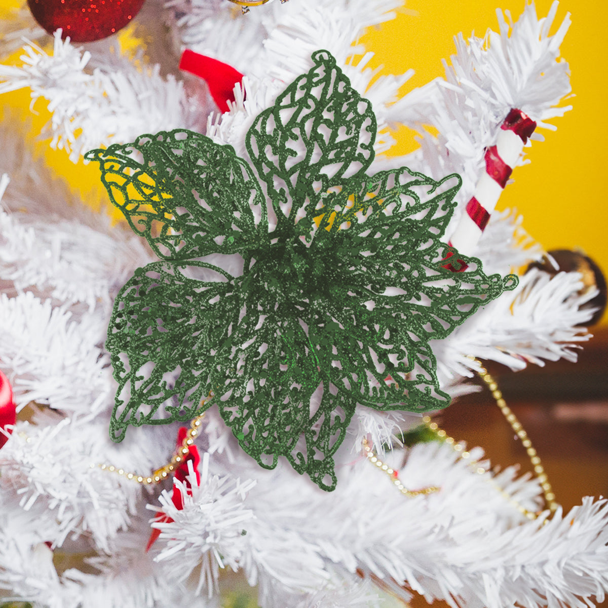 Flor Ornamento Navideño, Color Verde