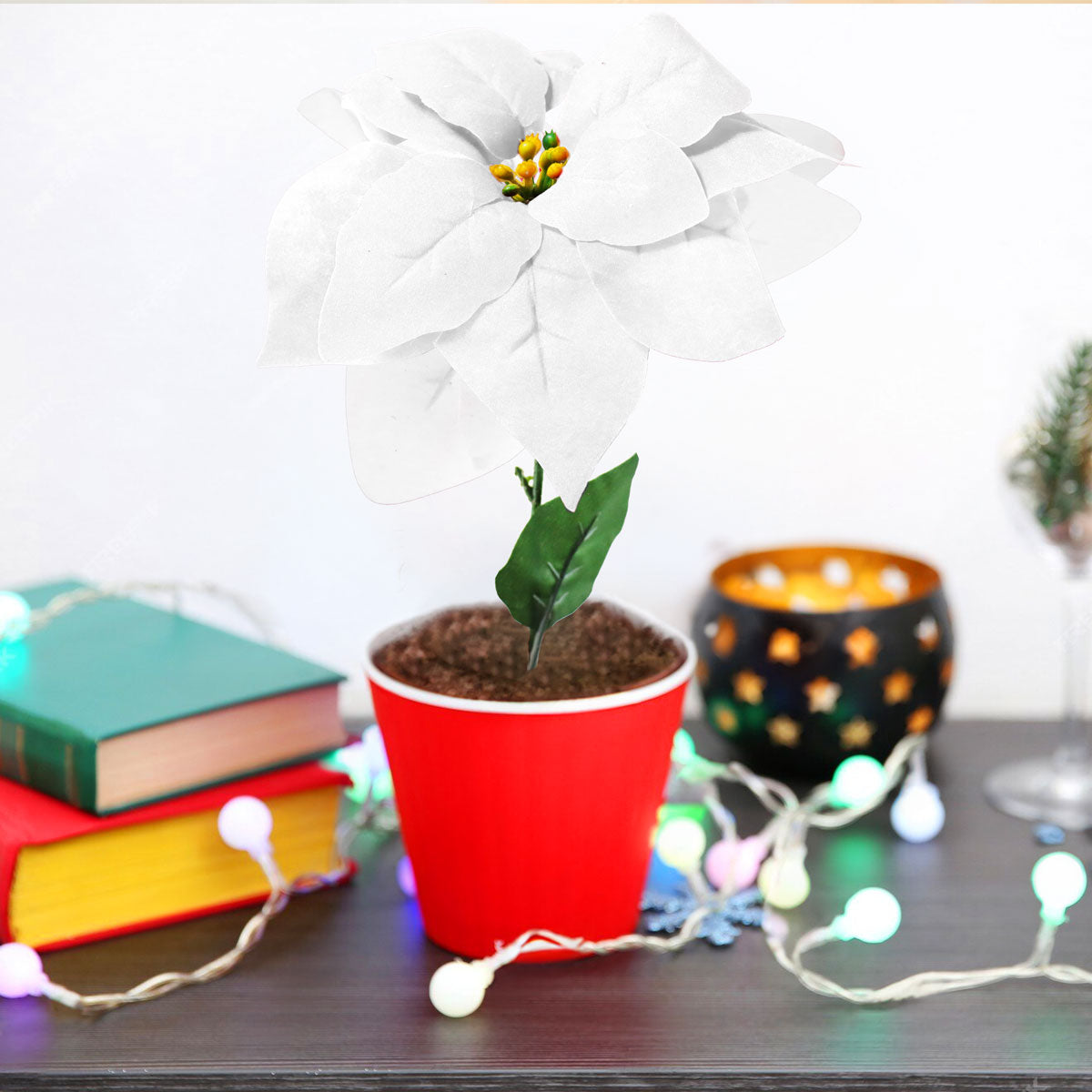 Vara Nochebuena Artificial, Color Blanco