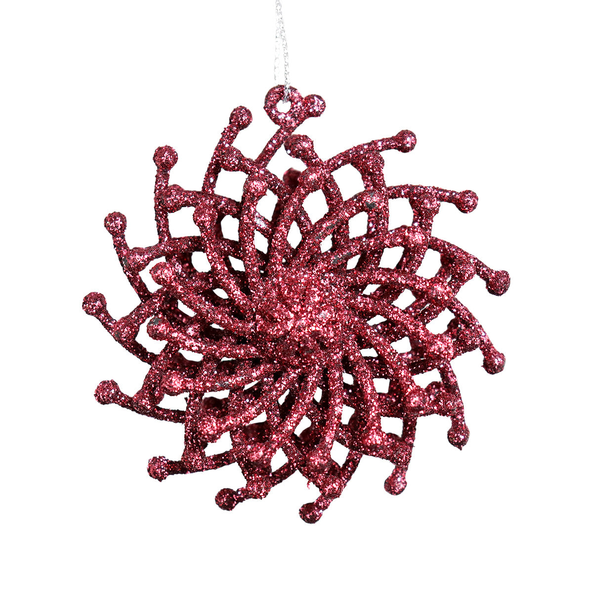 Ornamentos Navideños con Glitter, Color Vino, 6 cm