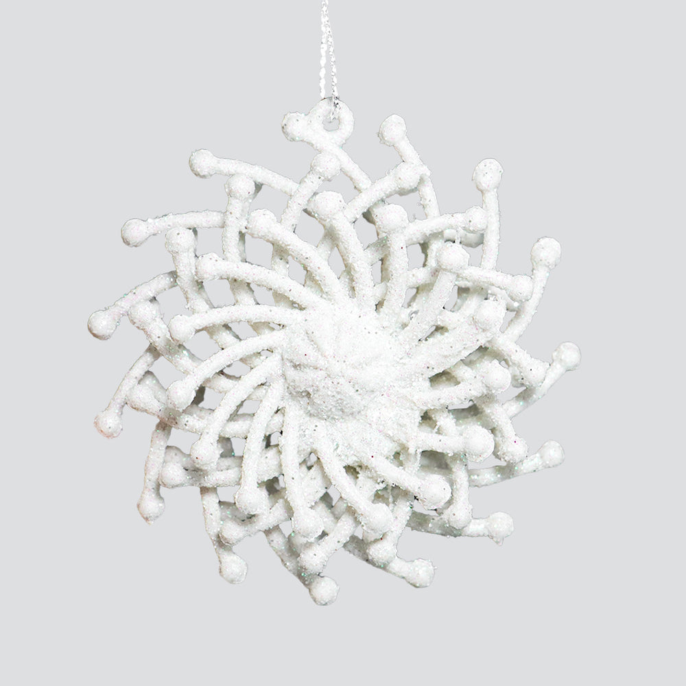 Ornamentos Navideños con Glitter, Color Blanco, 6 cm