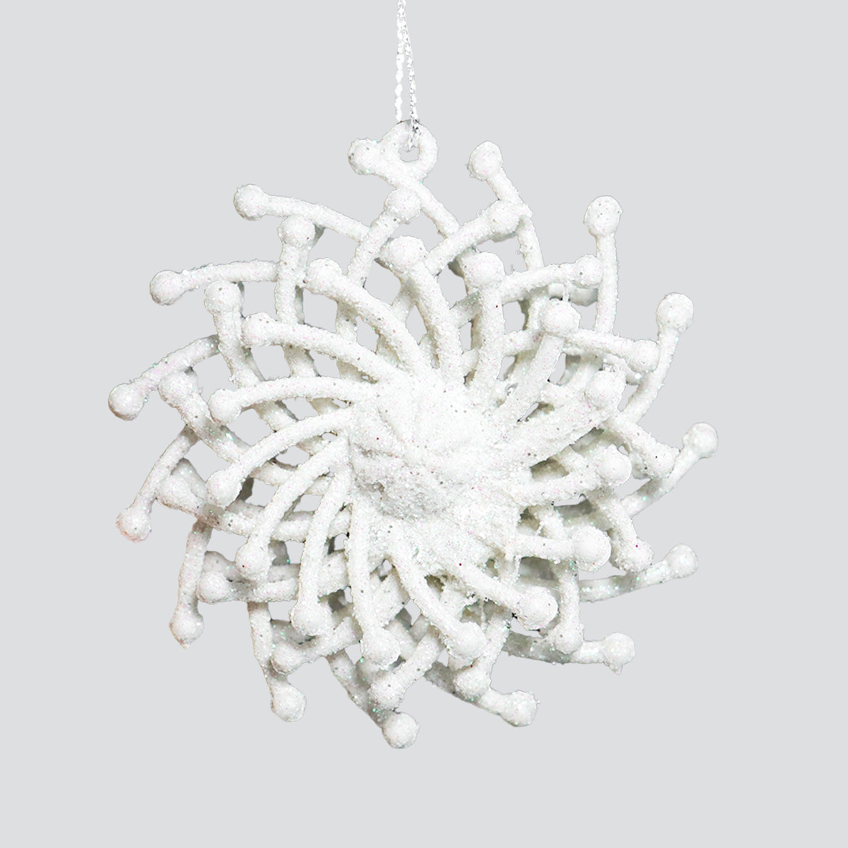 Ornamentos Navideños con Glitter, Color Blanco, 6 cm