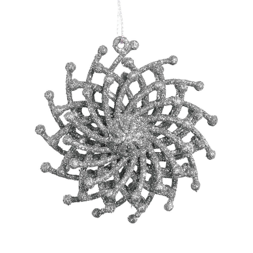 Ornamentos Navideños con Glitter, Color Plata, 6 cm