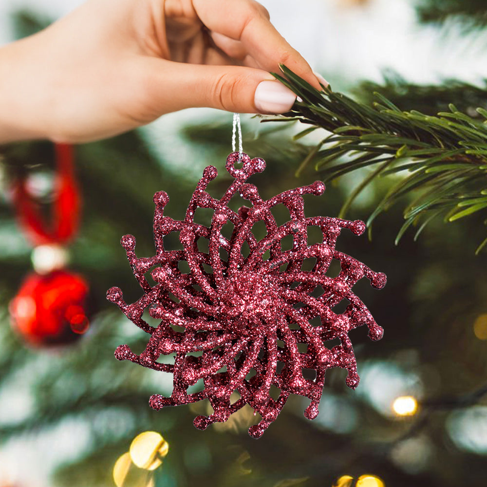 Ornamentos Navideños con Glitter, Color Vino, 6 cm